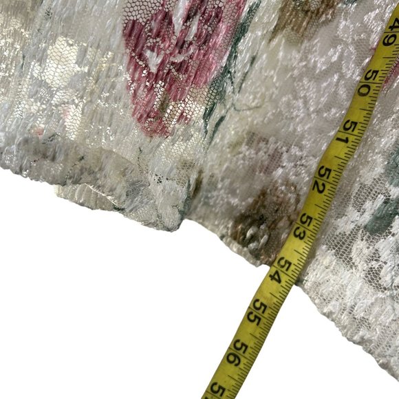 Vintage 90s White Floral Floral Print Short Sleeve Full Length Dress 14 - Picture 5 of 8